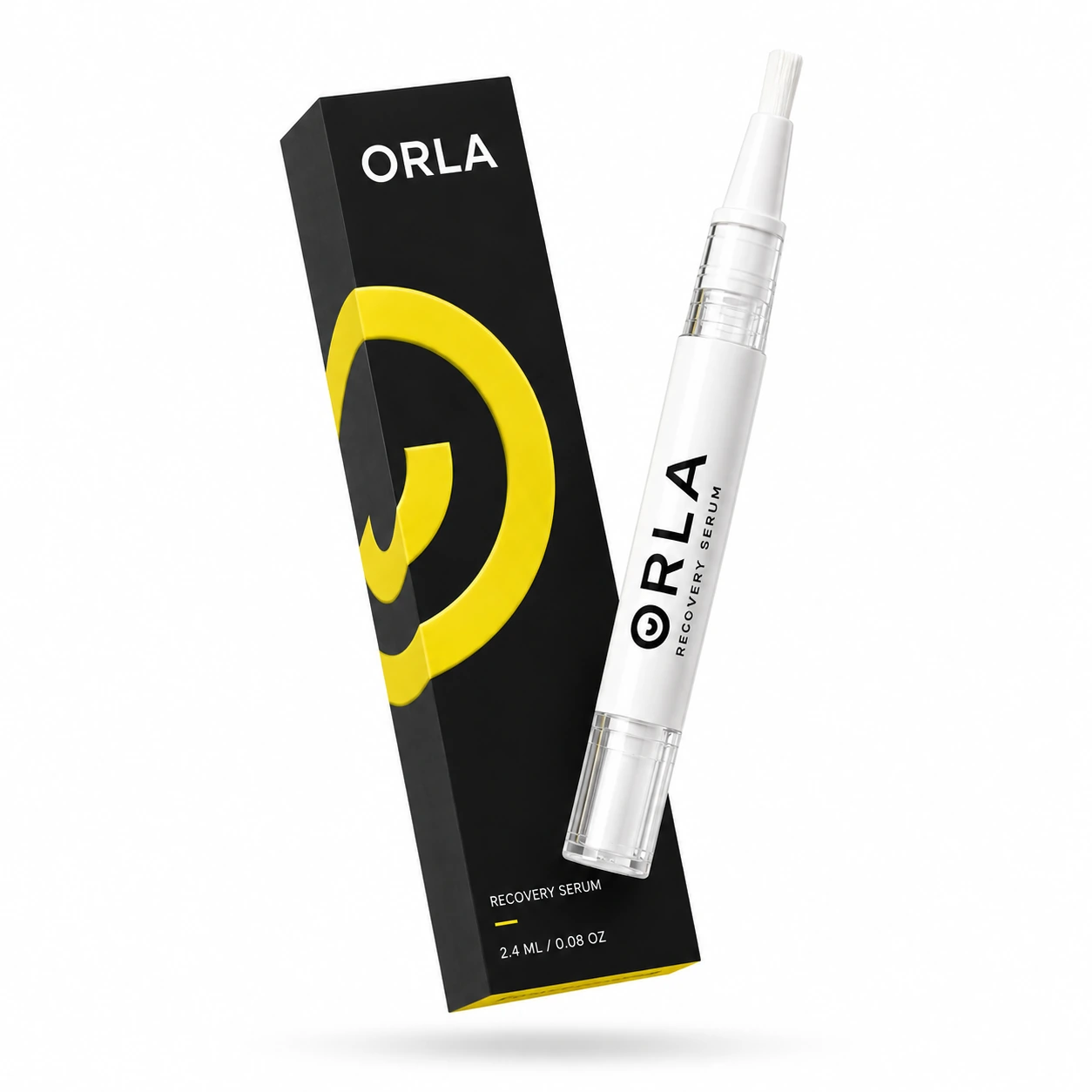 ORLA™ Recovery Serum pen with black and yellow ORLA™ packaging