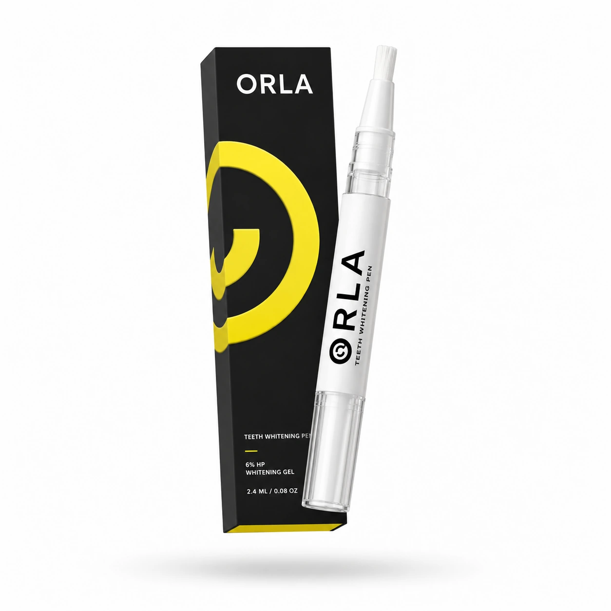 ORLA™ 6% HP Whitening Pen with black and yellow ORLA™ packaging