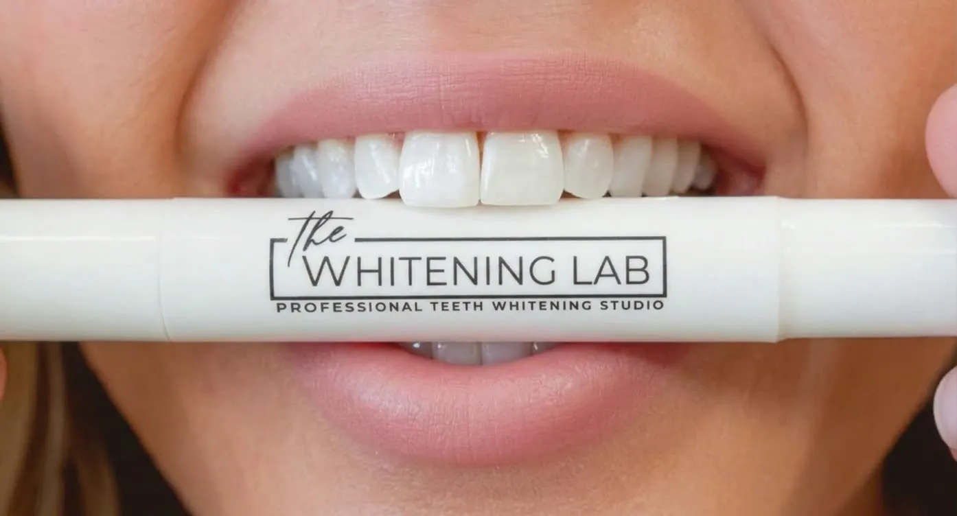 Close-up of a bright, glossy, professionally whitened smile