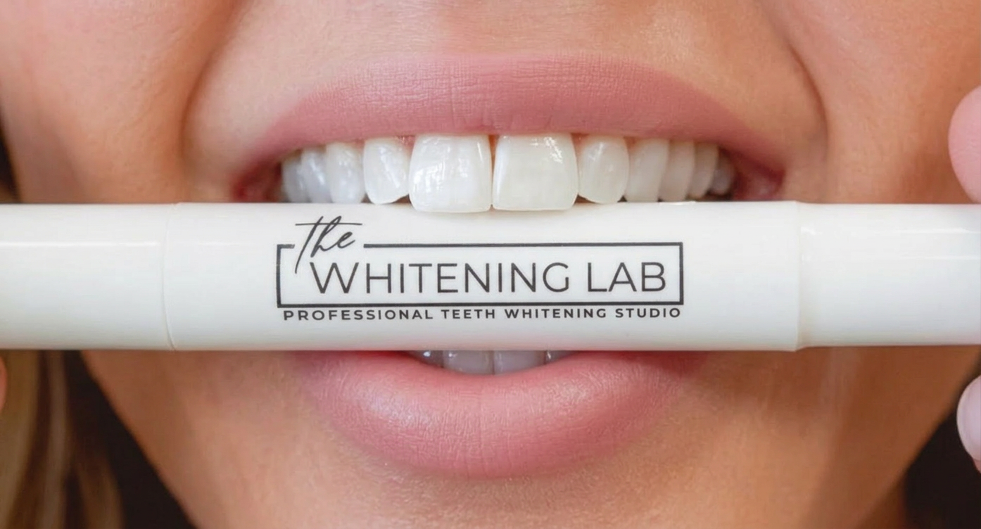 Close-up of a bright, glossy, professionally whitened smile